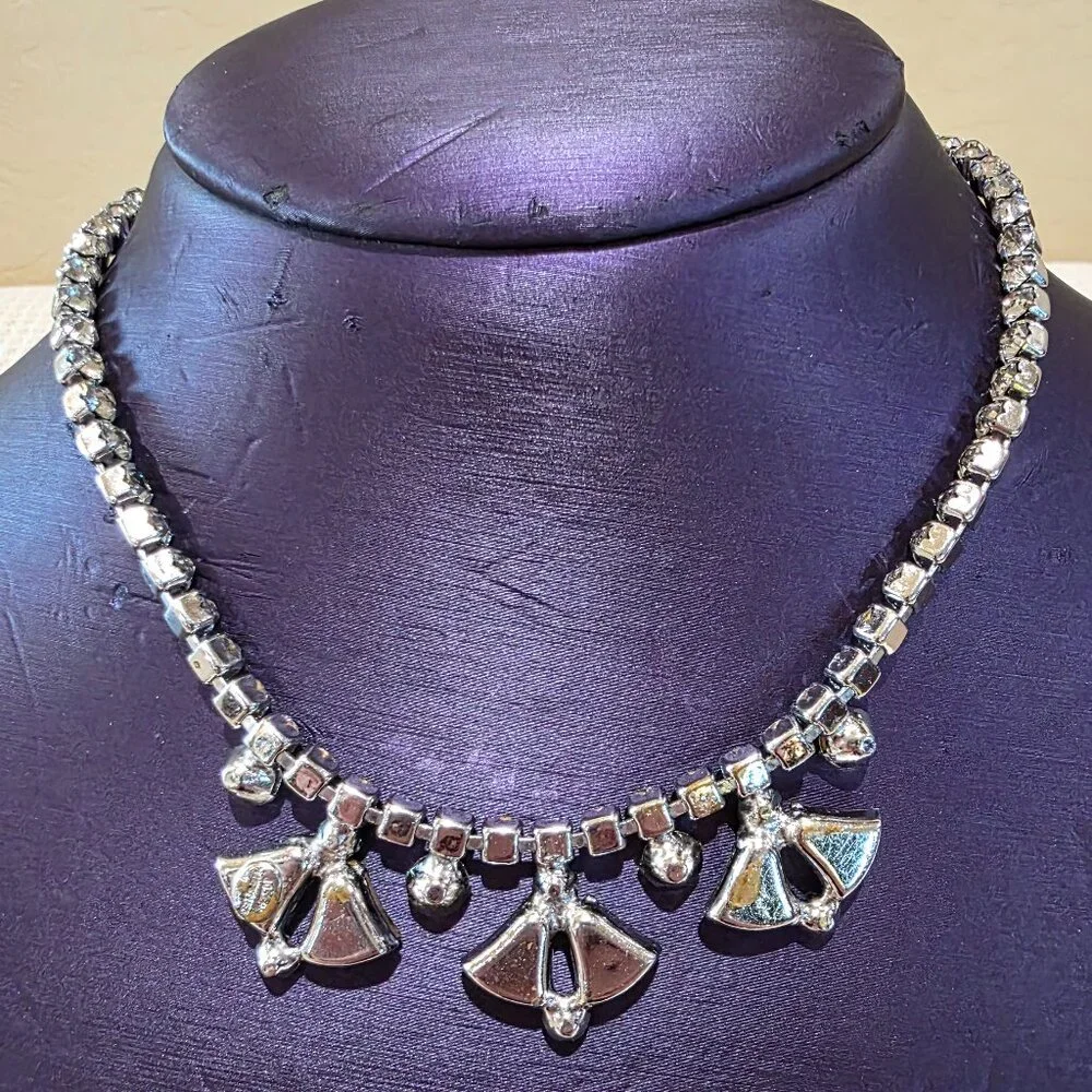 1940-1954 Joseph Weisner NY Brilliant Crystal Drop Rhinestone Statement Necklace